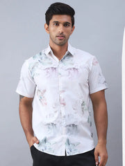 Printed Cotton Casual Shirt For Men-SF-973Green