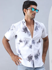 Printed Cotton Casual Shirt For Men-SF-973Grey