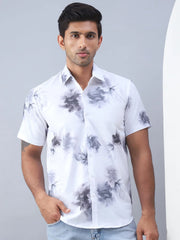 Printed Cotton Casual Shirt For Men-SF-973Grey