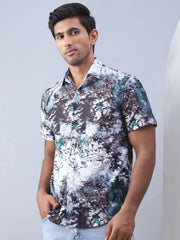 Printed Cotton Casual Shirt For Men-SF-974Green