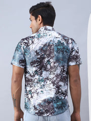 Printed Cotton Casual Shirt For Men-SF-974Green
