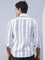 Printed Cotton Casual Shirt For Men-SF-975White