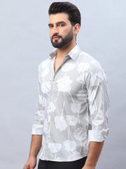 Printed Cotton Casual Shirt For Men-SF-976Grey