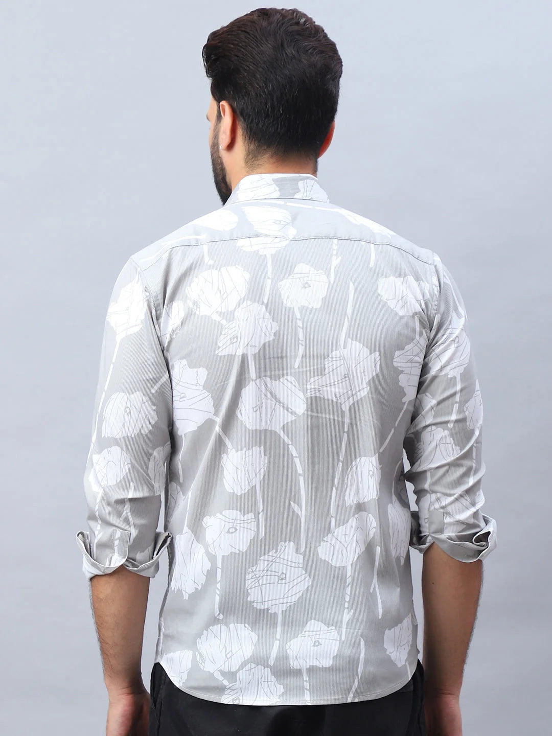 Printed Cotton Shirt - Grey Casual Mens Shirt | StyleForward