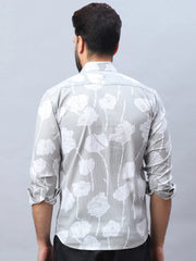 Printed Cotton Casual Shirt For Men-SF-976Grey