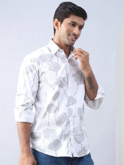 Printed Cotton Casual Shirt For Men-SF-976Off-White