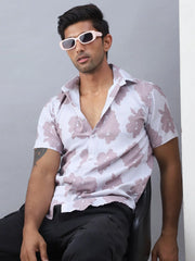 Printed Cotton Casual Shirt For Men-SF-977Magenta