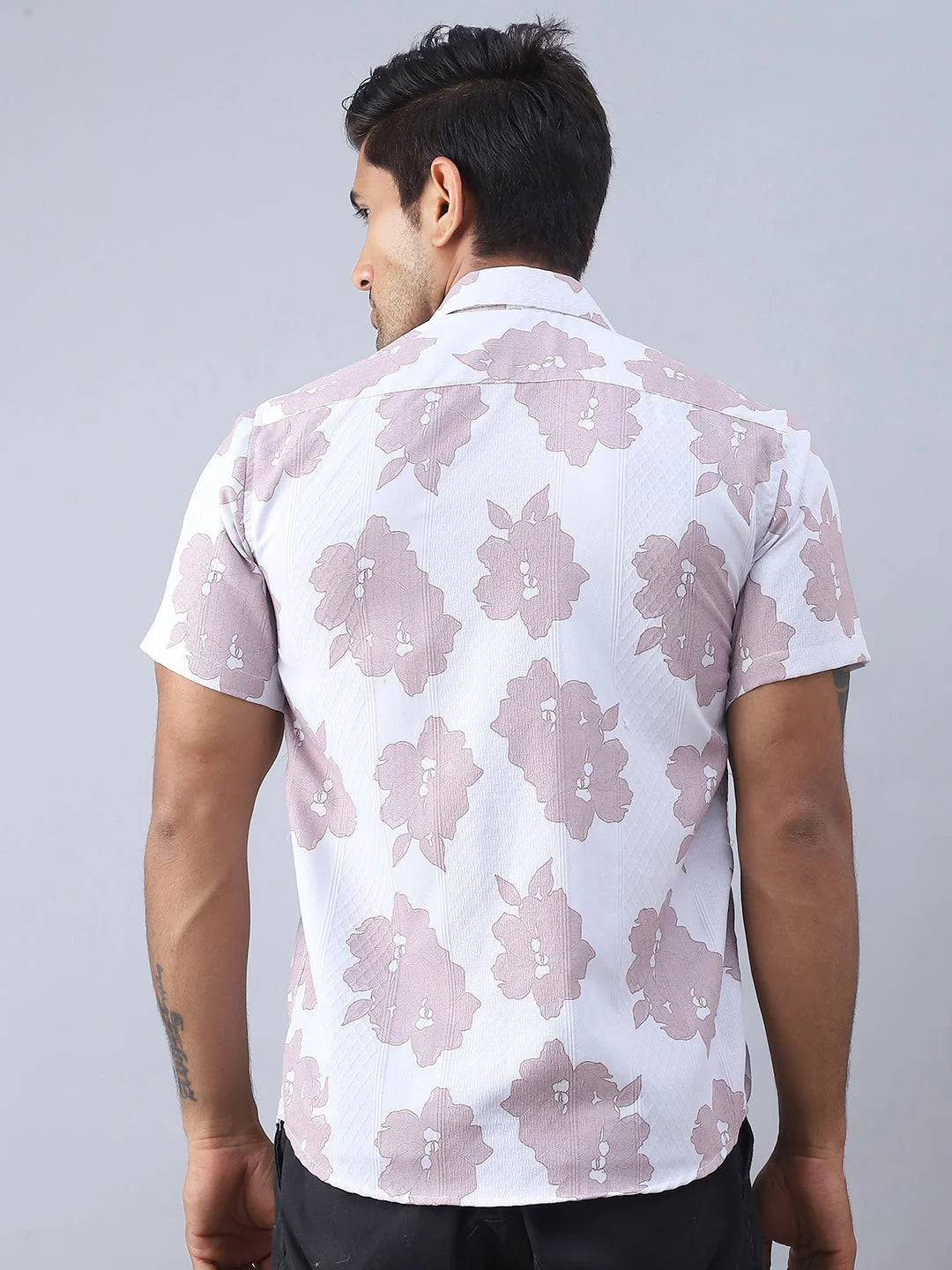 Printed Cotton Mens Shirt - Magenta Casual Shirt | Short Sleeve