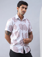 Printed Cotton Casual Shirt For Men-SF-977Magenta