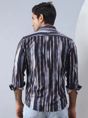 Abstract Printed Cotton Casual Shirt For Men-SF-978Black