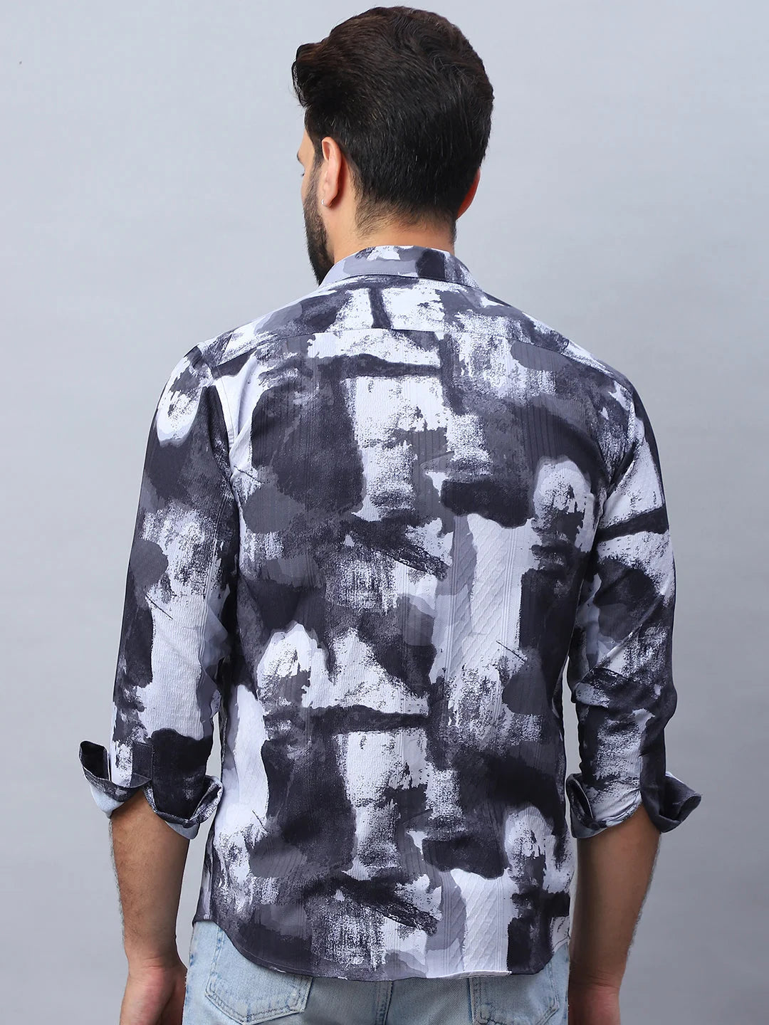 Black Abstract Printed Mens Shirt - Stylish Cotton Shirt