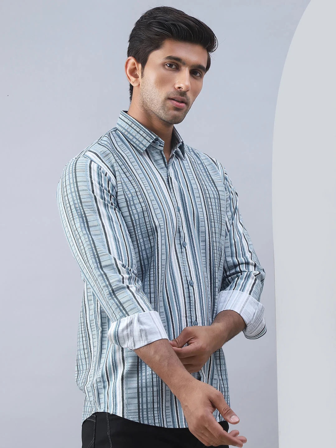Striped Cotton Mens Shirt - Blue Casual Shirt | Shop Now