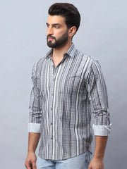 Striped Cotton Casual Shirt For Men-SF-980Grey