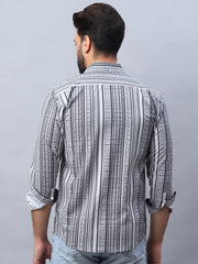 Striped Cotton Casual Shirt For Men-SF-980Grey