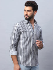 Striped Cotton Casual Shirt For Men-SF-980Grey