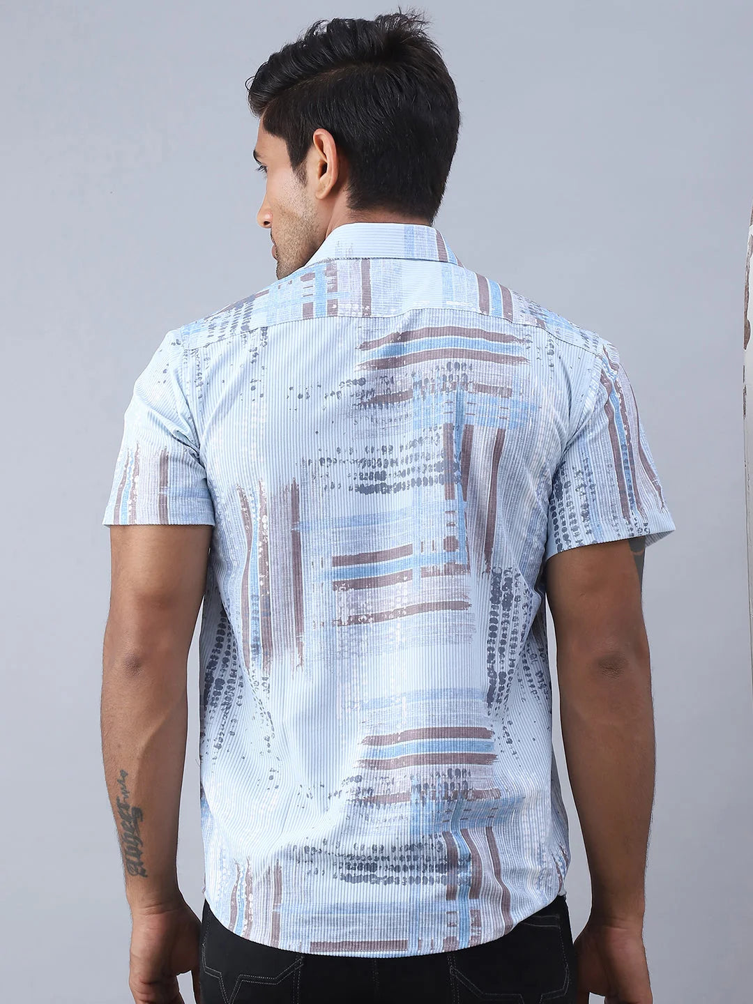 Printed Blue Cotton Shirt - Stylish Mens Shirt | StyleForward