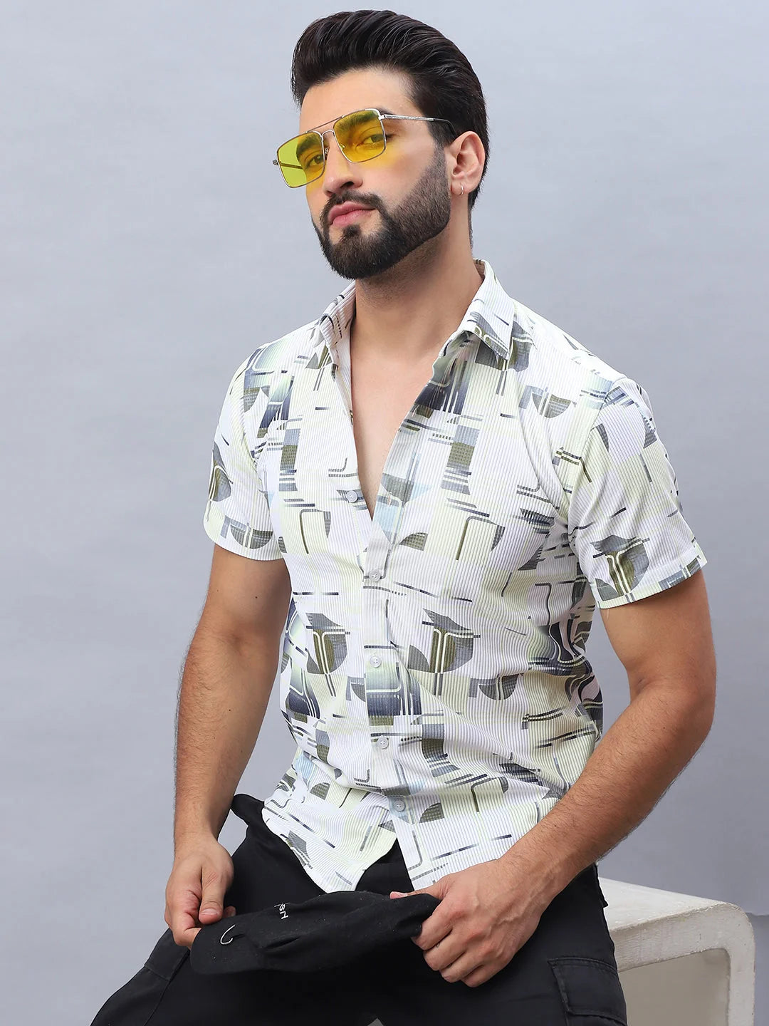 Lime Printed Mens Shirt - Trendy Cotton Casual Shirt for Men