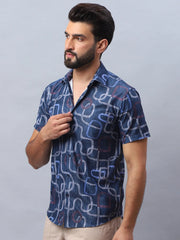 Printed Casual Shirt for Men-SF-981Navy