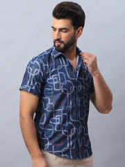 Printed Casual Shirt for Men-SF-981Navy