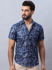Printed Casual Shirt for Men-SF-981Navy