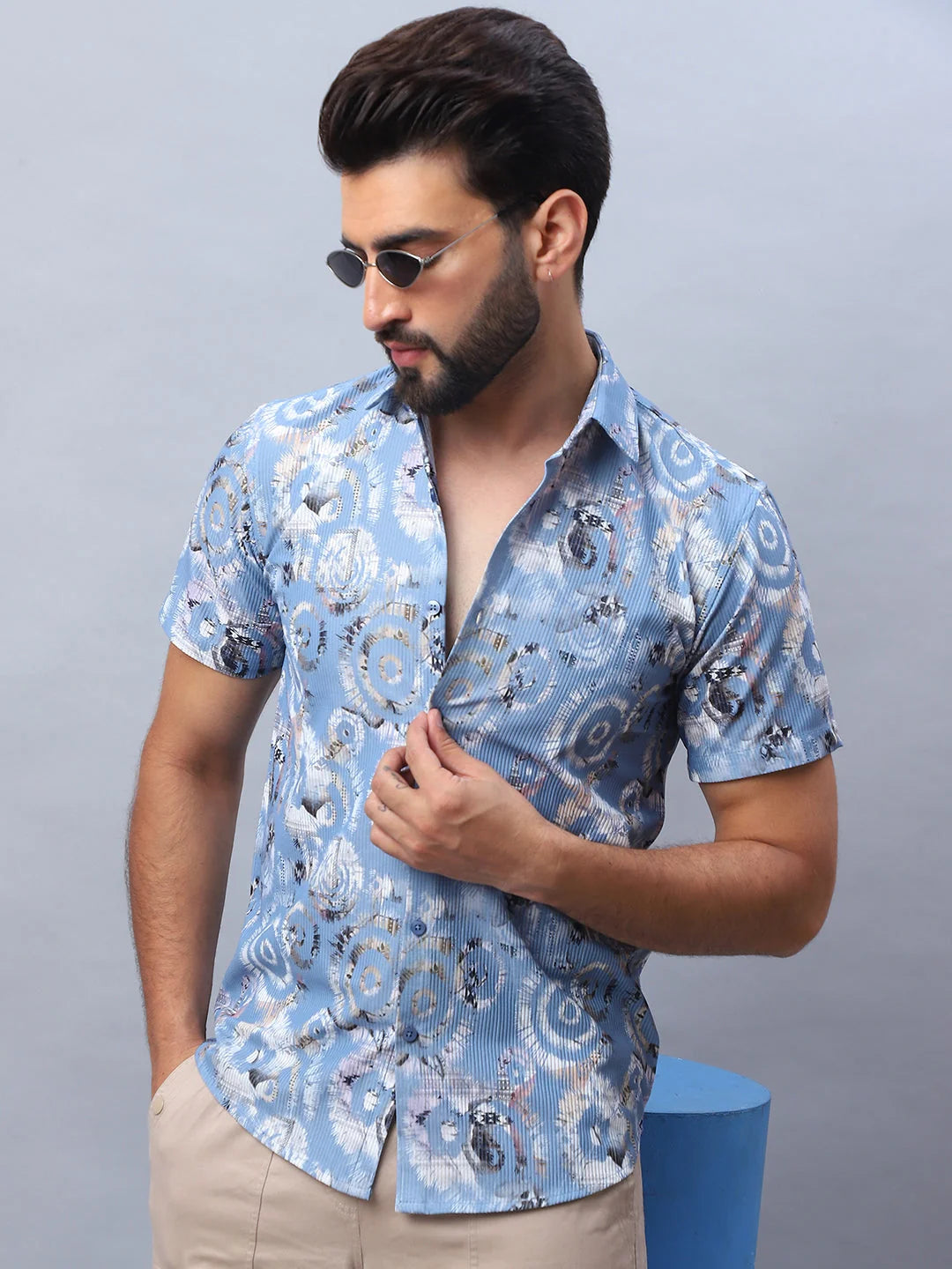 Printed Casual Shirt for Men-SF-981Sky