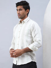 Striped Casual Shirt for Men-SF-982Cream