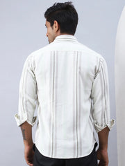Striped Casual Shirt for Men-SF-982Cream