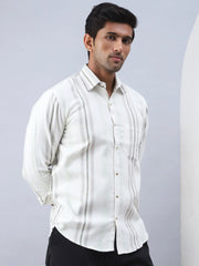 Striped Casual Shirt for Men-SF-982Cream