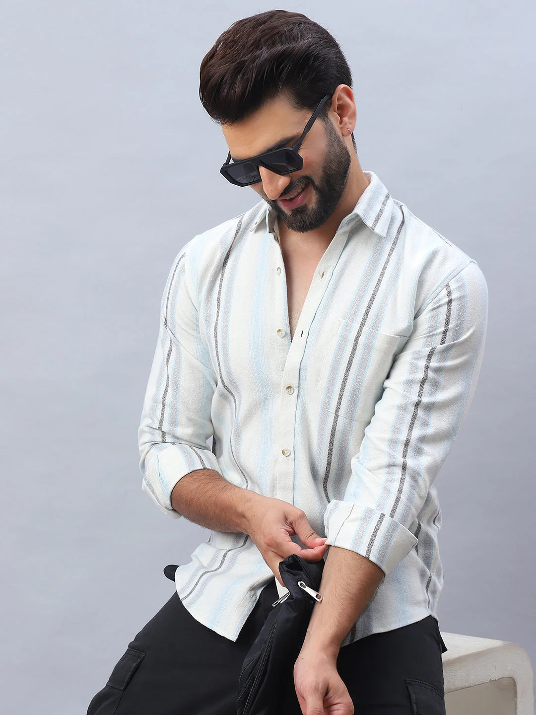 Striped Casual Shirt for Men-SF-982Off-White