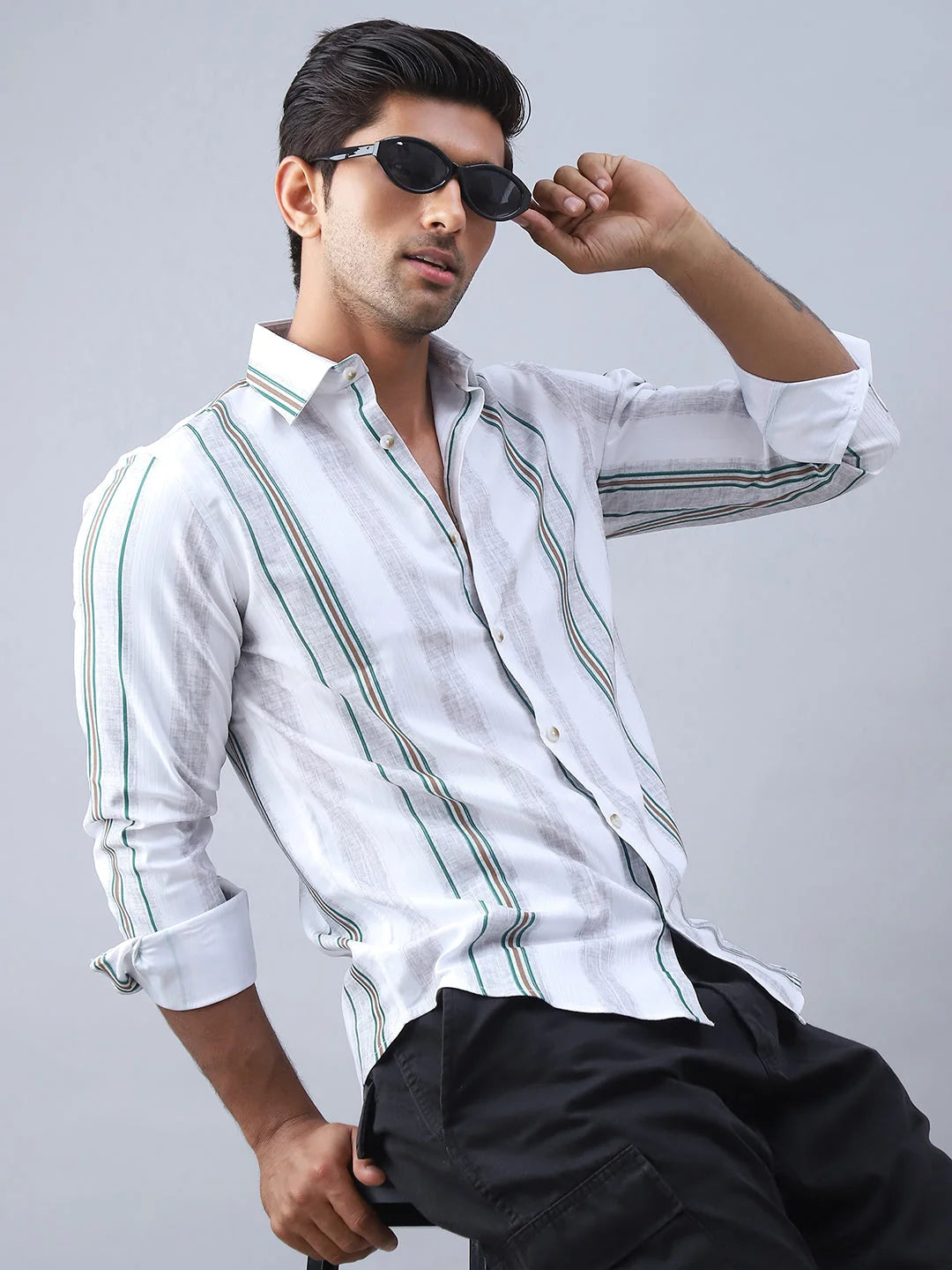 Striped Casual Shirt for Men-SF-983Off-White
