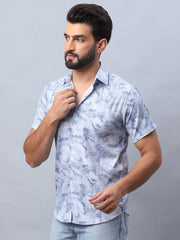 Abstract Printed Casual Shirt for Men-SF-984Blue