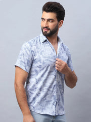 Abstract Printed Casual Shirt for Men-SF-984Blue