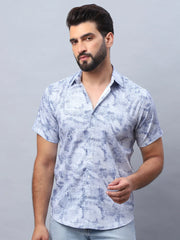 Abstract Printed Casual Shirt for Men-SF-984Blue