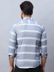 Striped Cotton Casual Shirt For Men-SF-985Grey