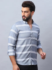 Striped Cotton Casual Shirt For Men-SF-985Grey