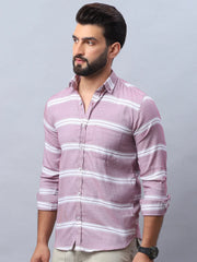 Striped Cotton Casual Shirt For Men-SF-985Magenta