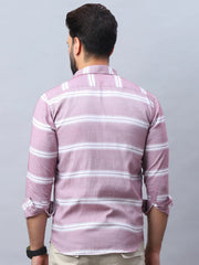 Striped Cotton Casual Shirt For Men-SF-985Magenta