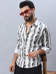 Printed Cotton Casual Shirt For Men-SF-986Grey