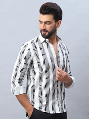Printed Cotton Casual Shirt For Men-SF-986Grey