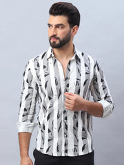 Printed Cotton Casual Shirt For Men-SF-986Grey