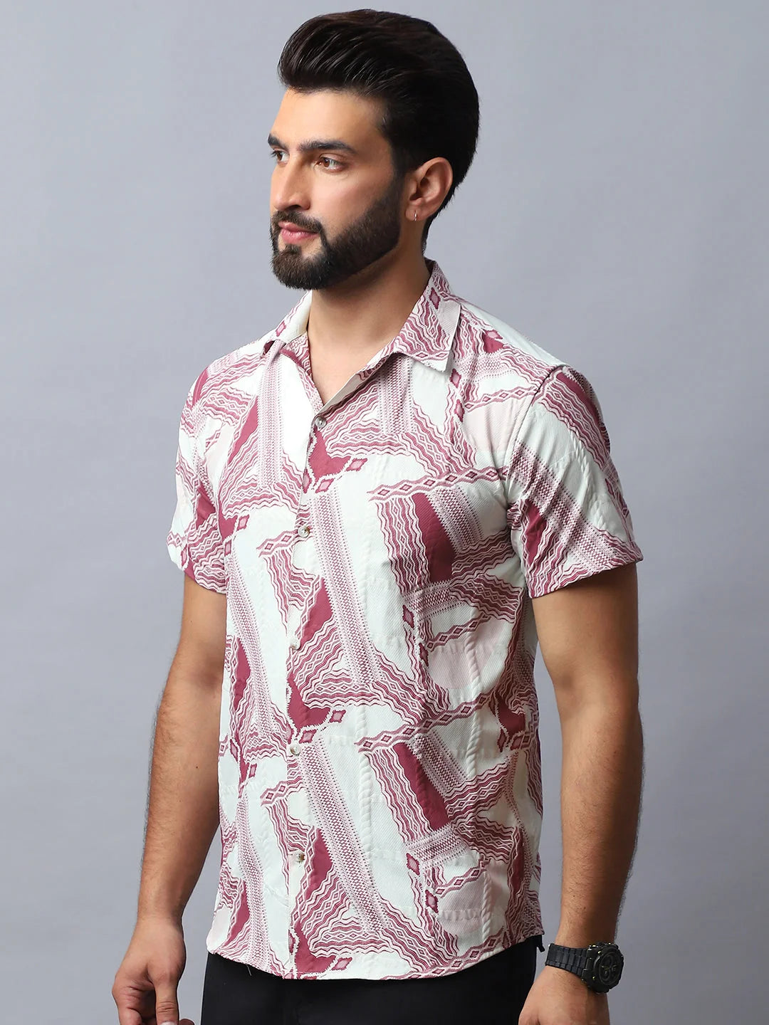 Red Abstract Printed Mens Shirt - Cotton Casual Shirt