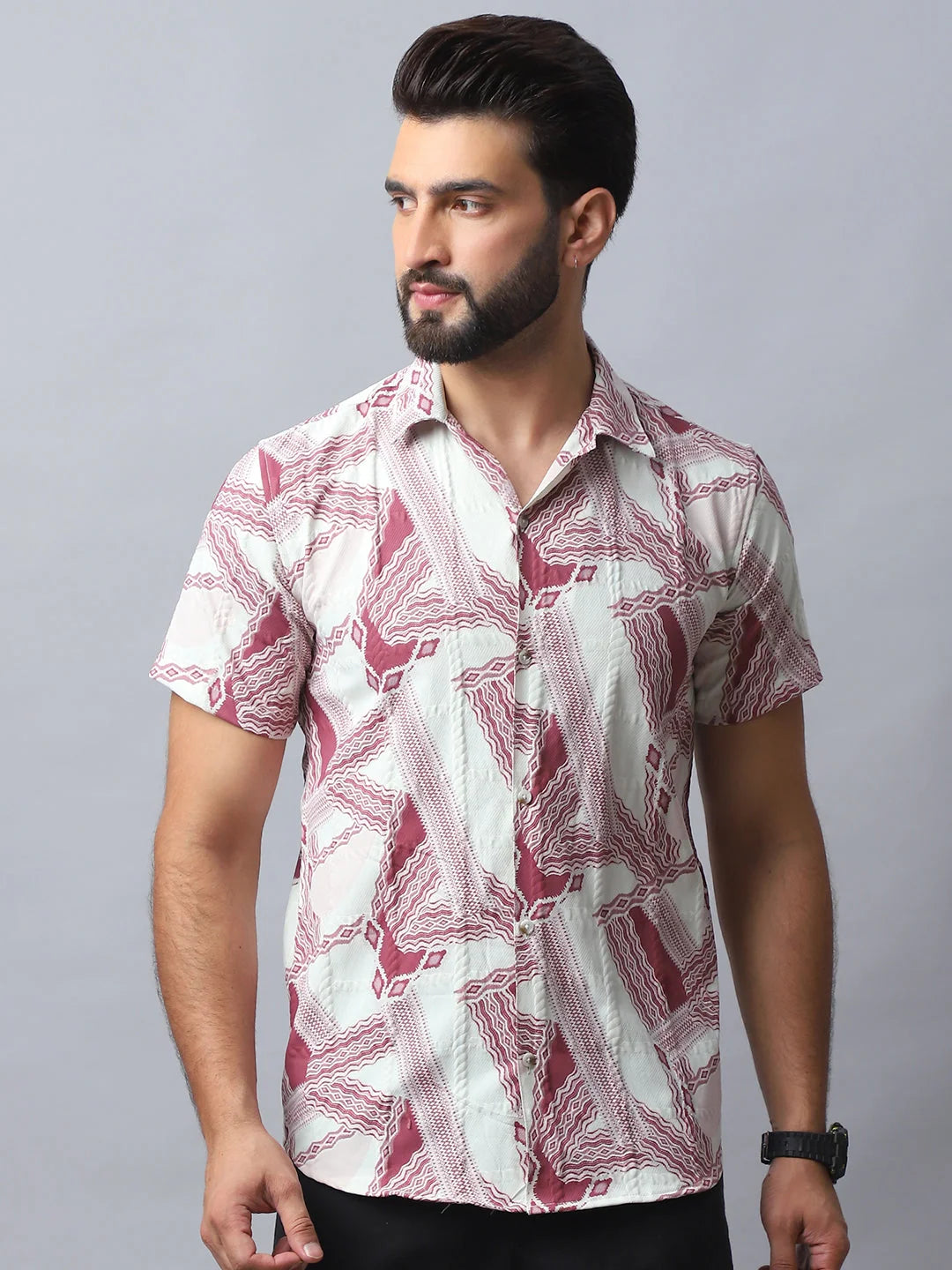 Red Abstract Printed Mens Shirt - Cotton Casual Shirt