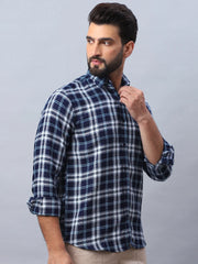 Checked Pure Cotton Casual Shirt for Men-SF-988Blue