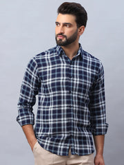 Checked Pure Cotton Casual Shirt for Men-SF-988Blue