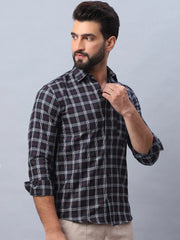 Checked Pure Cotton Casual Shirt for Men-SF-989Black