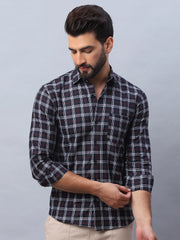 Checked Pure Cotton Casual Shirt for Men-SF-989Black