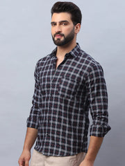 Checked Pure Cotton Casual Shirt for Men-SF-989Black