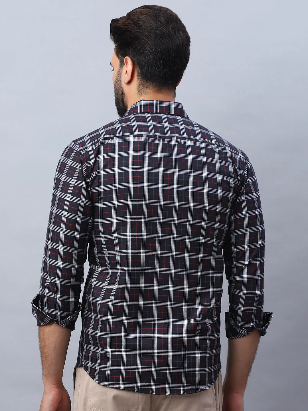 Black Checked Cotton Shirt - Mens Formal Shirt, Long Sleeve