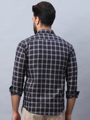 Checked Pure Cotton Casual Shirt for Men-SF-989Black