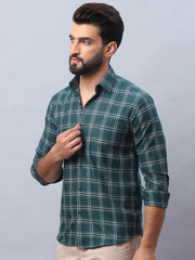 Checked Pure Cotton Casual Shirt for Men-SF-989Green